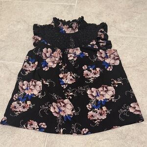 Floral Black Sleeveless Top